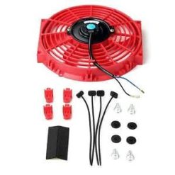 O'Reilly – 10" Red Slim Fan Push Pull Electric Radiator Cooling 12V Mount Universal Bundle