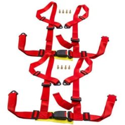 O'Reilly – Pair Universal 4 Point Buckle Racing Seat Belt Safety Harness w/ Buckle Red