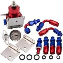 O'Reilly – Universal Aluminum Adjustable Fuel Pressure Regulator Bundle W/ Gauge Red & Blue