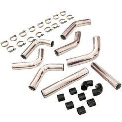 O'Reilly – 3" 76mm Universal Aluminum Intercooler Turbo Pipe Bundle + Black Hose+ Clamps