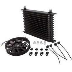 O'Reilly – 15 ROW AN10 Universal Aluminum Engine Oil Cooler 7" Black Cooling Fan