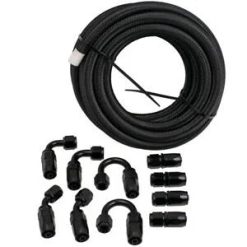 O'Reilly – 20FT AN6 Stainless Steel Braided Fuel Line 10 Fitting Hose End Bundle Swivel Black