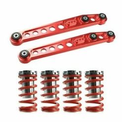 O'Reilly – 1-4" Coilover Lowering Spring + Back Lower Control Arms EK for 1996-00 Honda Red