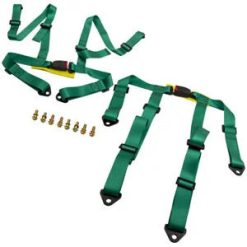 O'Reilly – Pair Universal 4 Point Buckle Racing Seat Belt Safety Harness w/ Buckle Green