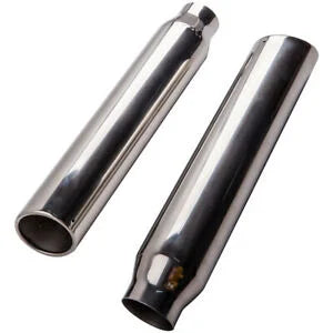 O'Reilly – Pair Weld On Stainless Steel Exhaust Tip 2.5"Inlet – 3.5"Outlet -12"Long Silver