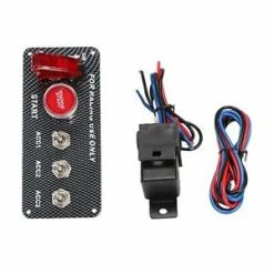O'Reilly – 12V Carbon Ignition Switch Panel Engine Start Push Button LED Toggle Racing Auto
