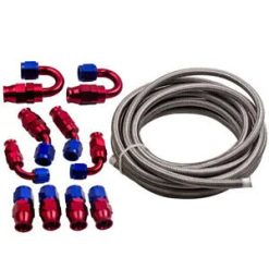 O'Reilly – AN6 20FT Braided Stainless Steel Feed/Return Hose + Oil/Gas/Fuel 10 Fittings Bundle